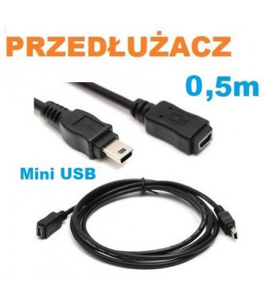 KABEL PRZEDŁUŻACZ MINIUSB NA MINI USB 0,5M