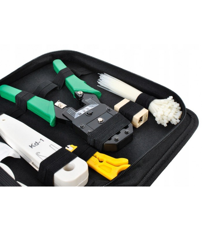 Zestaw sieciowy 8w1 tester zaciskarka wtyki RJ45 