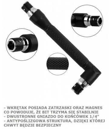 Wkrętak kątowy Uchwyt do bitów 1/4 cal magnetyczny