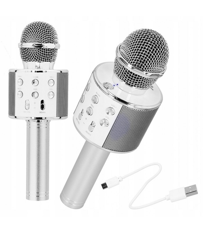 Mikrofon karaoke z głośnikiem Bluetooth 4.0 silver