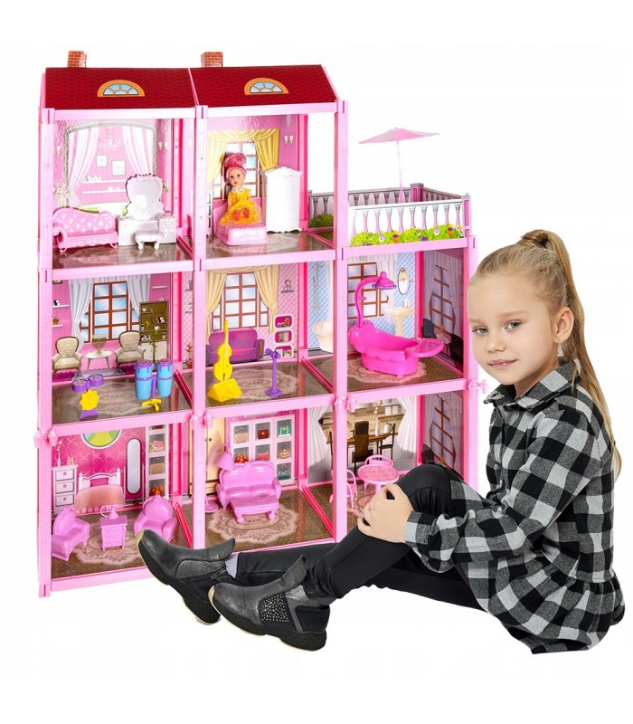 Duży domek dla Lalek willa dodatki mebelki lalka