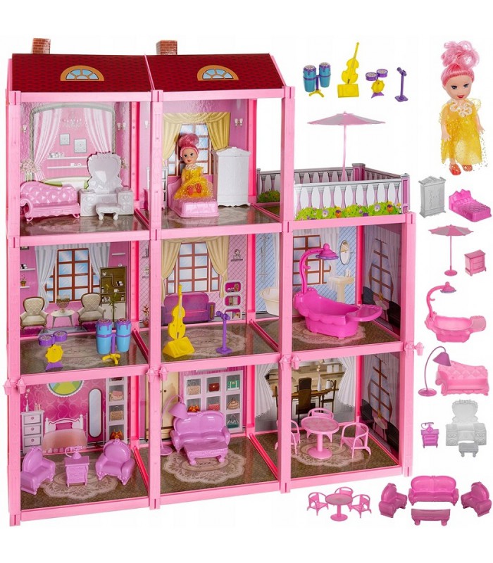 Duży domek dla Lalek willa dodatki mebelki lalka