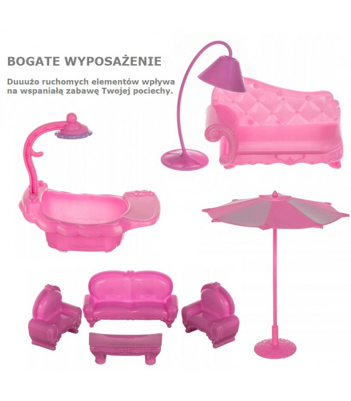 Duży domek dla Lalek willa dodatki mebelki lalka