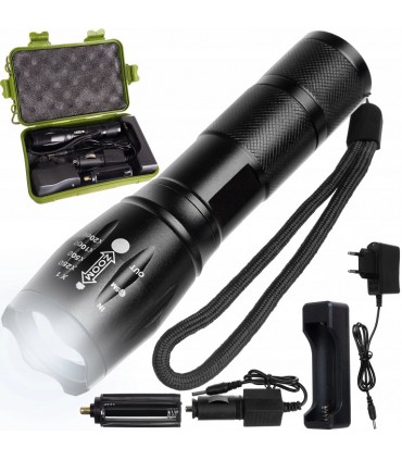 Latarka XML-06 Taktyczna Creed + 2 ładowarki Etui