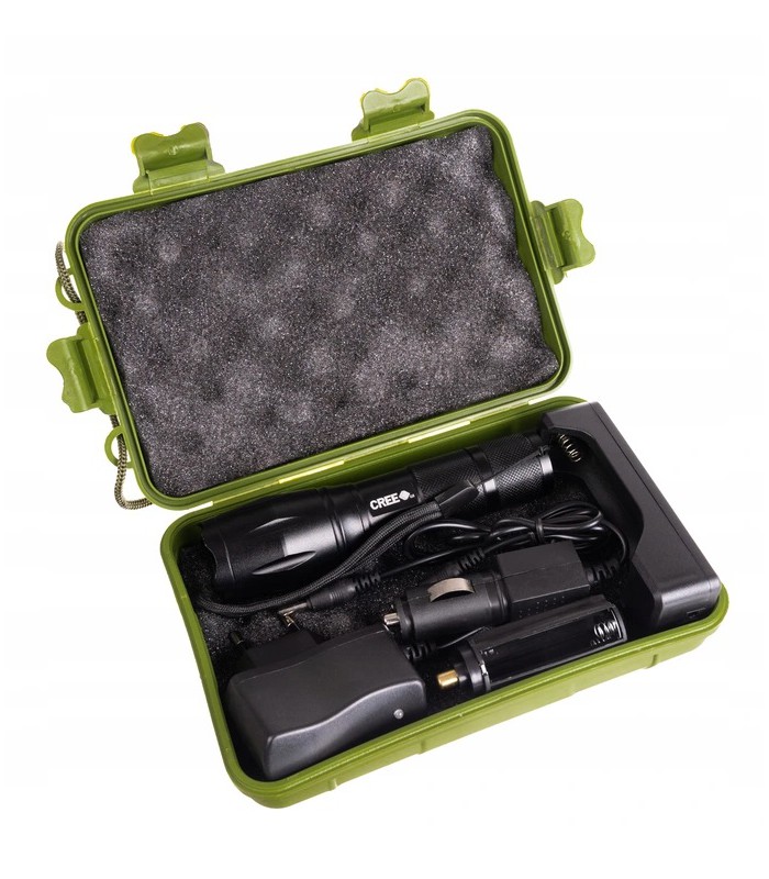 Latarka XML-06 Taktyczna Creed + 2 ładowarki Etui