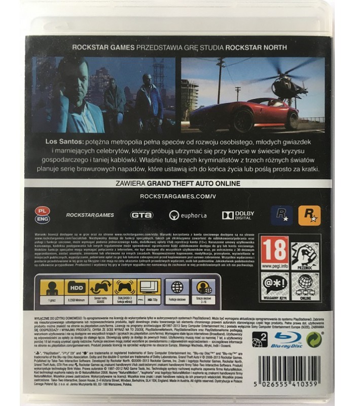 GTA 5 Grand Theft Auto V PL PS3