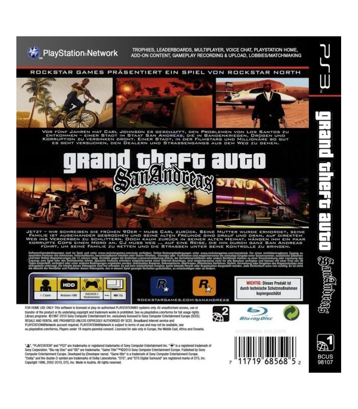 GTA San Andreas Grand Theft Auto PS3