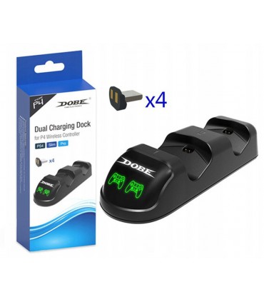Ładowarka Stacja dokująca 2 Pady PS4 + 4 Adaptery