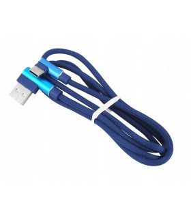 Solidny Kabel USB typ C Kątowy 2A QC oplot 1m Blue