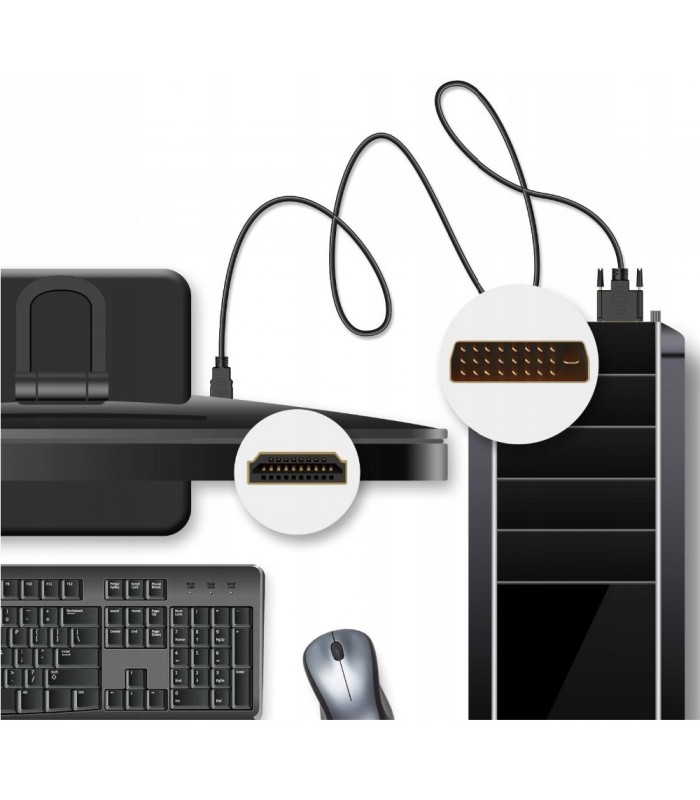 Kabel Hdmi Dvi DVI-D DVI 24+1 Pin do HDMI 1,8m