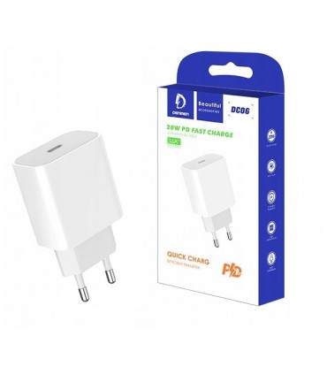 Szybka Ładowarka sieciowa DENMEN FAST 20W 3,6A Typ C