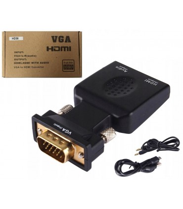 Konwerter Adapter VGA na HDMI Audio Przejściówka D