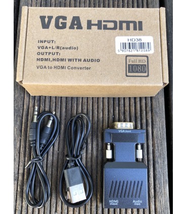 Konwerter Adapter VGA na HDMI Audio Przejściówka D