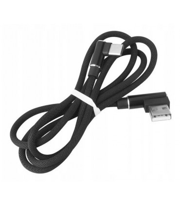 Solidny Kabel USB typ C 2A  Kątowy oplot 1m czarny
