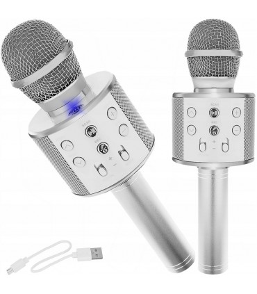 Mikrofon karaoke z głośnikiem Bluetooth 4.0 silver