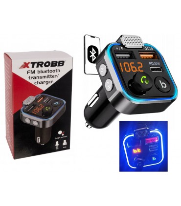 Transmiter Bluetooth FM Ładowarka 2x USB + Typ-C