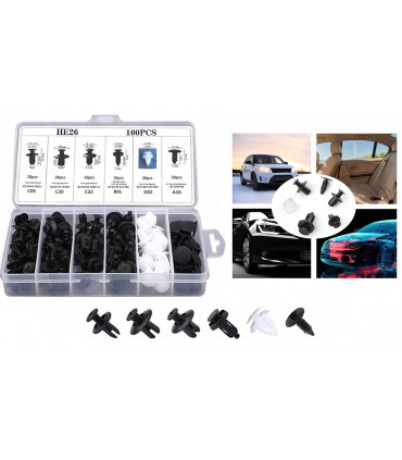 Zestaw uniwersalnych spinek kołków 100 szt. samochodowych