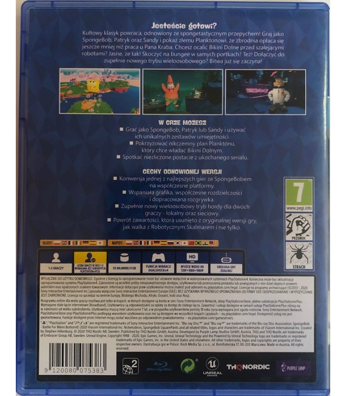 SpongeBob Battle For Bikini Bottom PS4 Dubbing PL