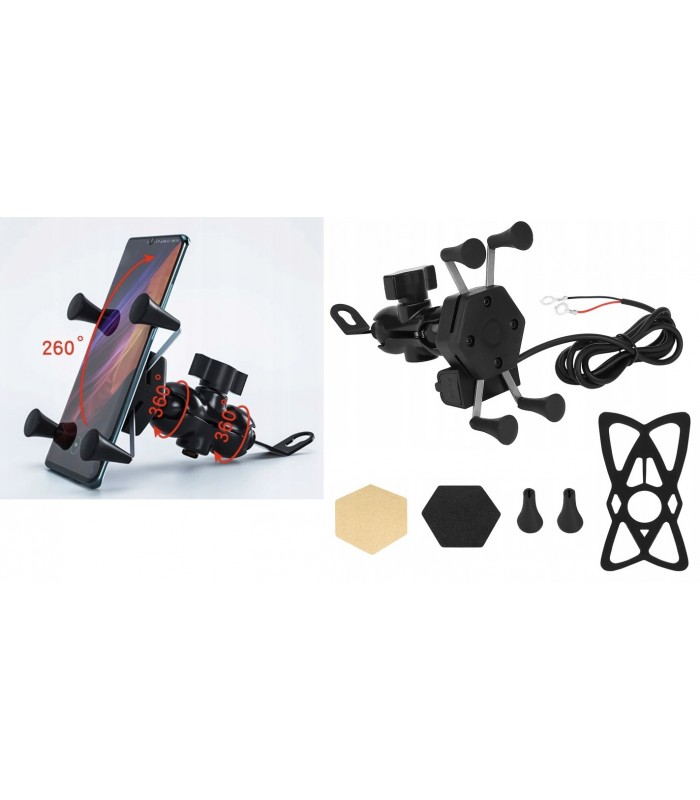 Uchwyt 3D na Telefon GPS z ładowarką USB na Motor Skuter