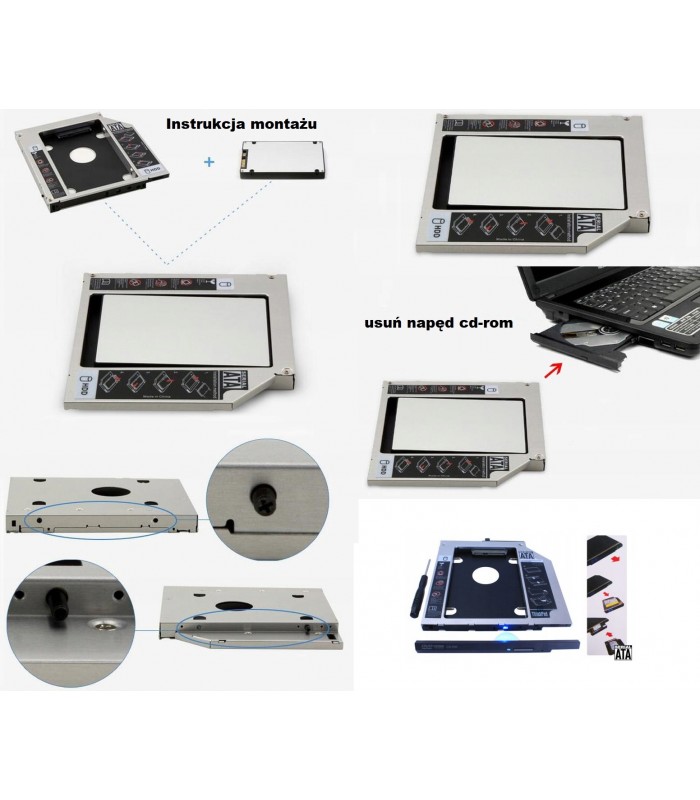 Kieszeń 12,7mm na dysk SSD HDD 2,5 SATA