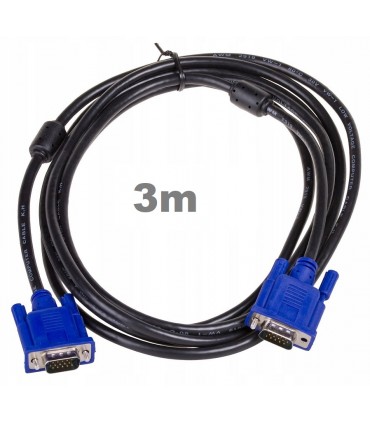Kabel VGA 3M Monitor PC D-SUB Full HD VGA SVGA 3m