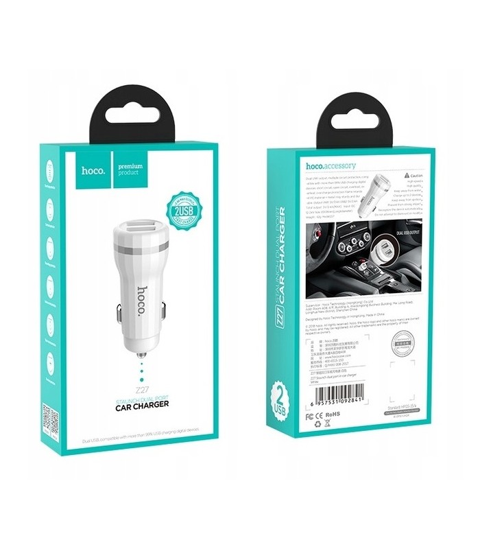 Ładowarka samochodowa 2x USB HOCO Z27