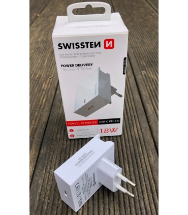 Szybka Ładowarka Sieciowa SWISSTEN 18W PD 3.0 Typ C