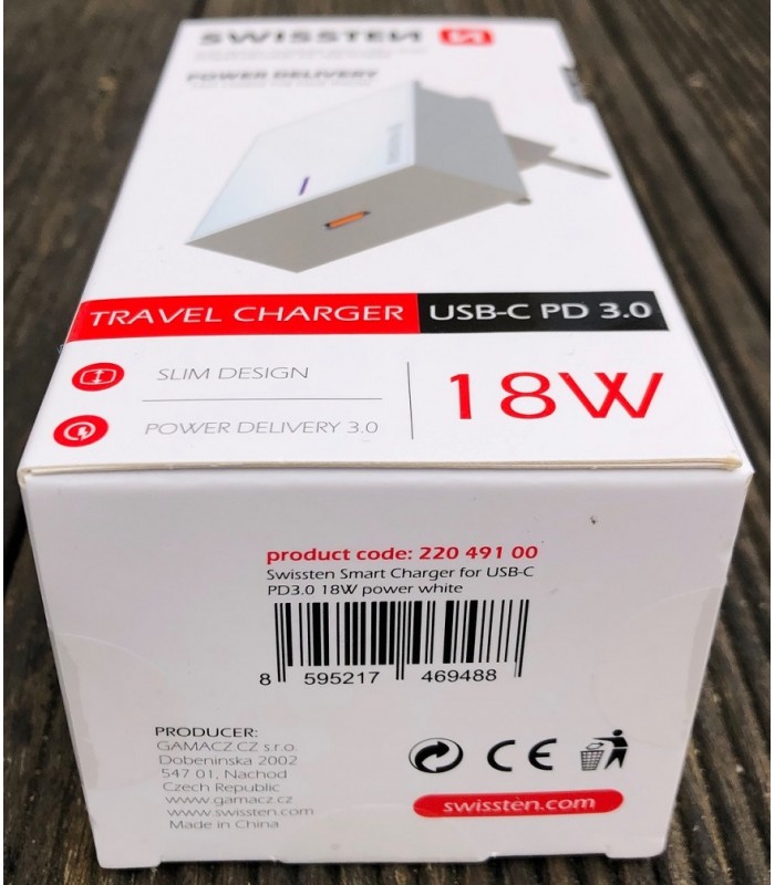 Szybka Ładowarka Sieciowa SWISSTEN 18W PD 3.0 Typ C