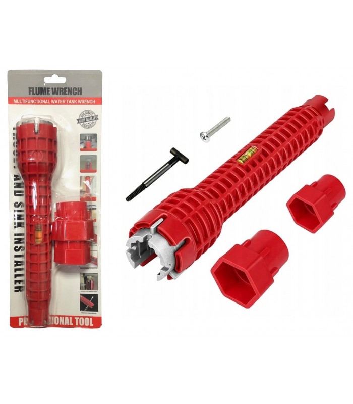 Klucz 2w1 do montażu kranu zlewów poziomnica * Nasadowy do instalacji