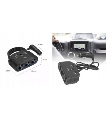 Ładowarka 120W USB-C Rozdzielacz 3x zapalniczki 12V 24V QC USB