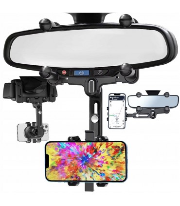 Uchwyt na telefon do montażu na lusterku samochodowym Obrotowy