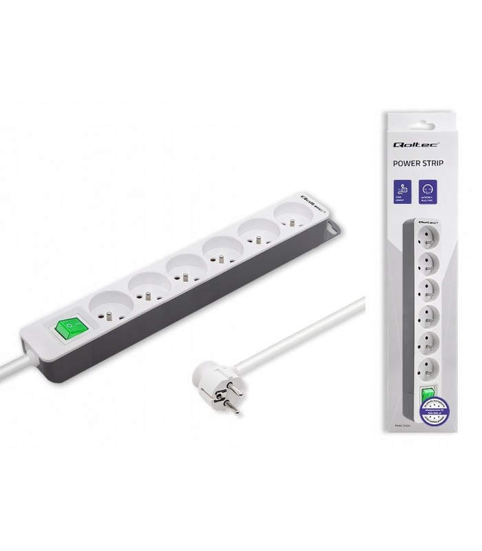Przedłużacz Listwa Zasilająca 6 Gniazd 1,8m Qoltec