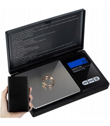 Precyzyjna Waga Jubilerska 0,1g do 500g LCD Czarna * Dokładna