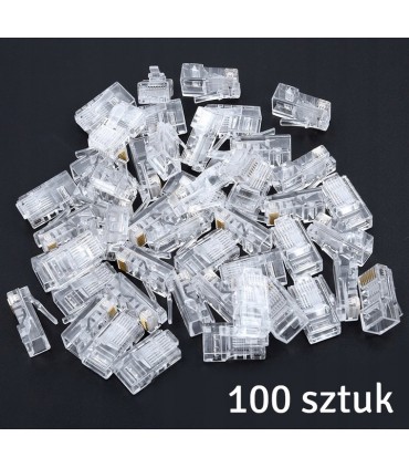 Zestaw końcówek RJ-45 8P8C 100 sztuk Sieciowe Internet Lan 5E