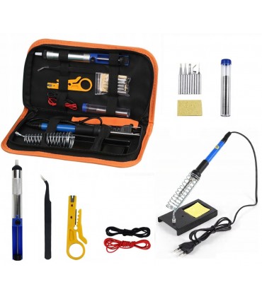 Zestaw do lutowania w Etui Lutownica 60W Akcesoria 15 elementów