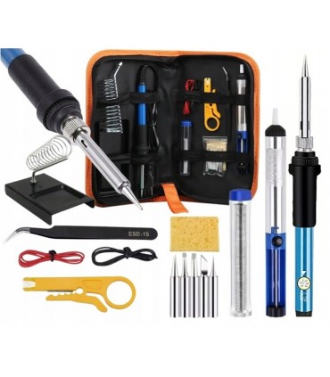 Zestaw do lutowania w Etui Lutownica 60W Akcesoria 15 elementów