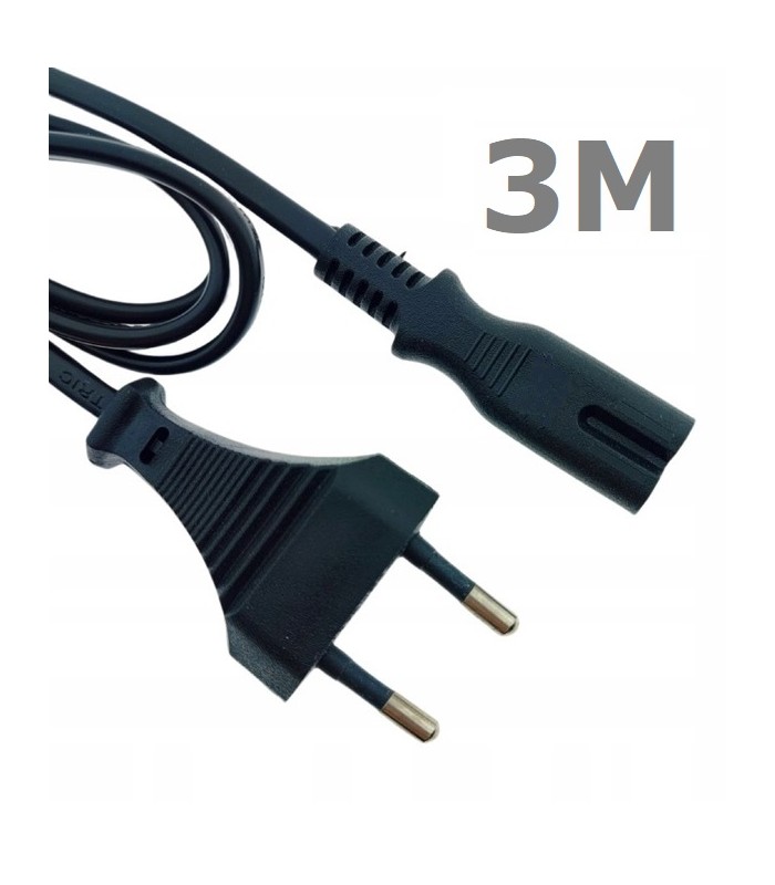 Kabel zasilający 3m ósemka C7 PC RTV AGD Konsole 3M